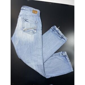 BKE Buckle Derek Straight Leg Jeans Men's 38x32 Blue Denim Pants Distressed